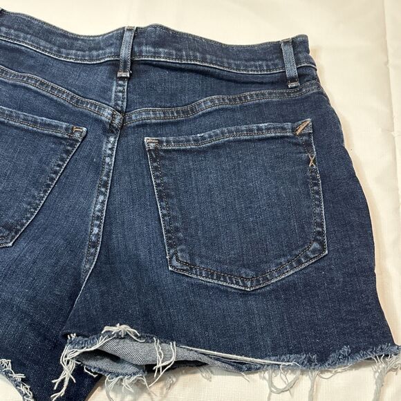 Womens Express Dark Jean Midi Shorts High Rise Button Fly Size 4 - Picture 5 of 9